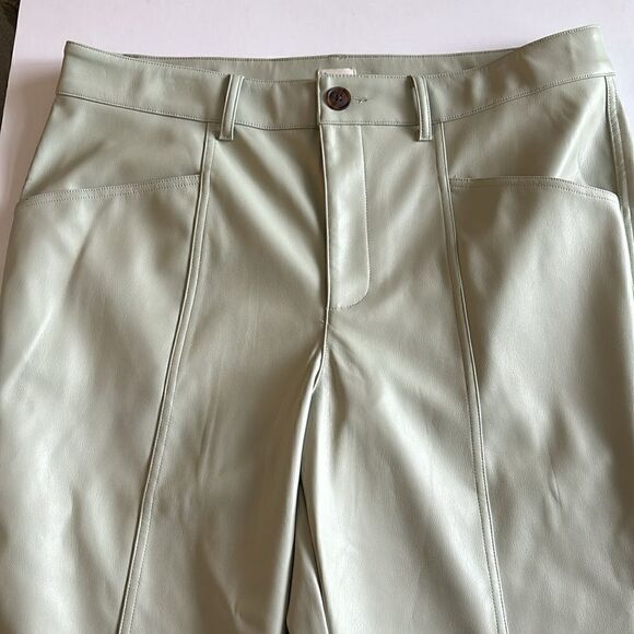 NWT High Rise Faux Leather Ankle Trousers Pants A New Day Sage Green Size 14 - Picture 2 of 11